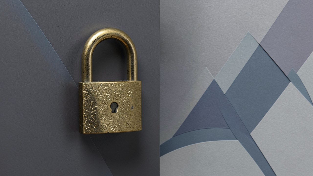 A padlock integrated with a keyhole, but the surrounding is abstract soft shapes, representing data encryption and anonymity.